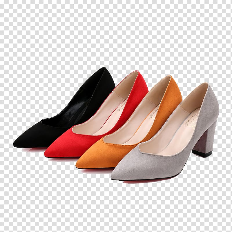 Shoe High-heeled footwear, Four different color style heels transparent background PNG clipart