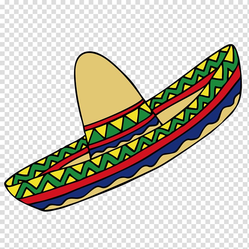 green, red, and yellow mariachi sombrero , Mexican Hat Mexico , Cartoon Mexican Hat transparent background PNG clipart