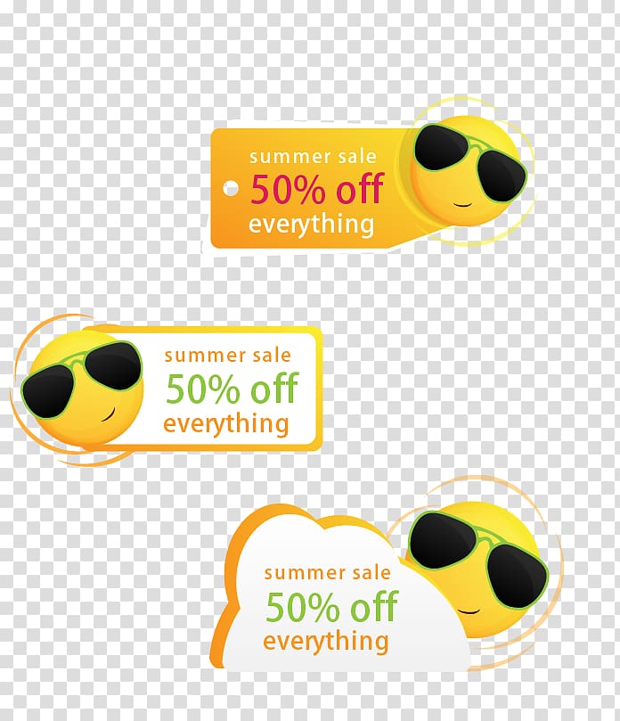 Emoji tags, Logo Price tag Label, Sun tag discount transparent