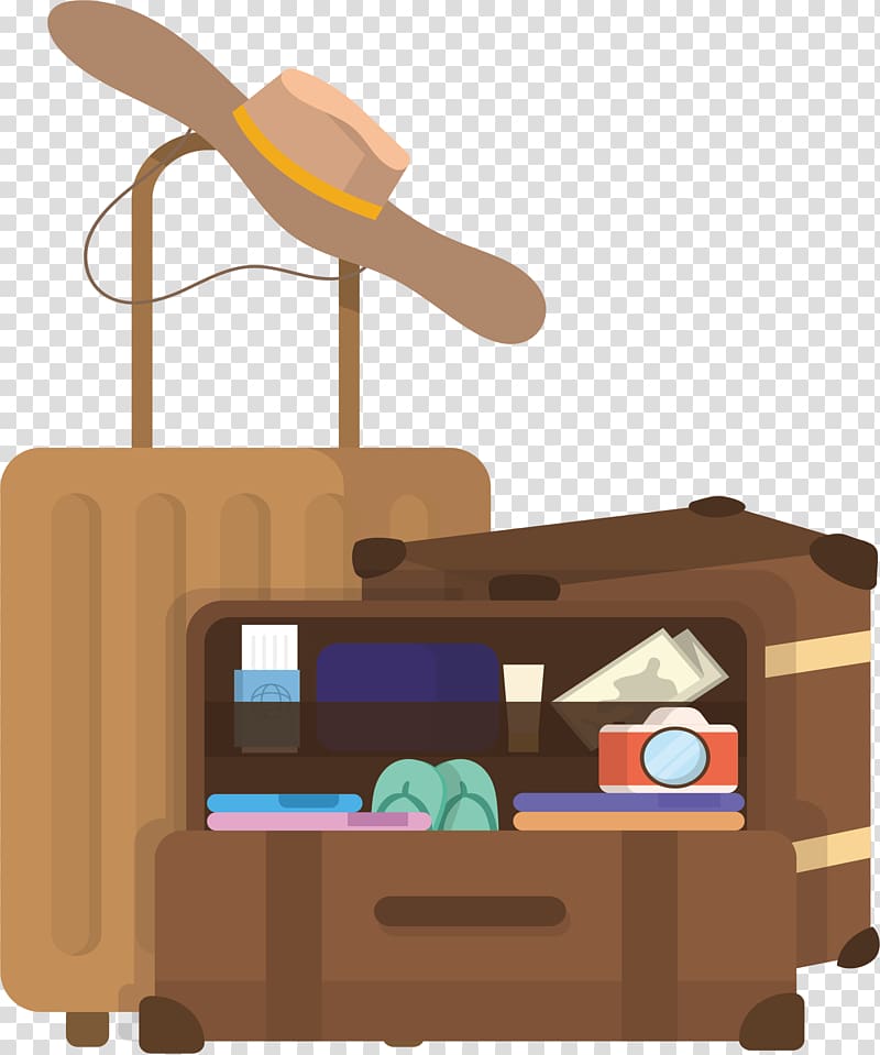 Suitcase Travel Baggage Euclidean , Retro Brown tourist suitcase transparent background PNG clipart