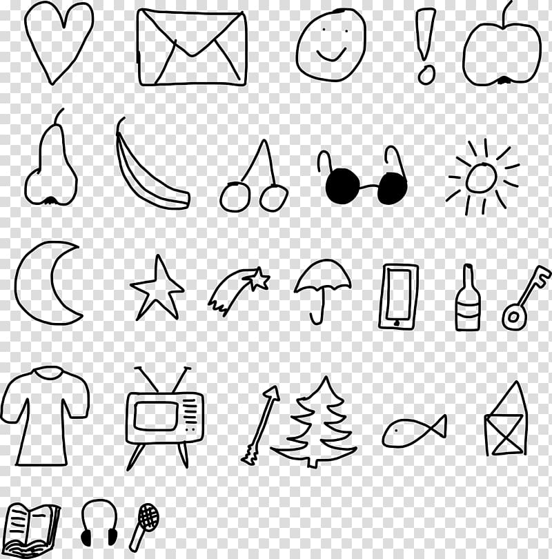 assorted black device illustration, Line art Cartoon Drawing , doodle transparent background PNG clipart