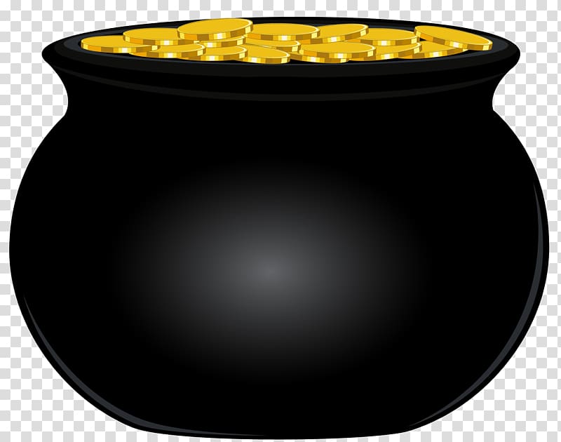 black cauldron and gold coins , Gold , Black Pot of Gold transparent background PNG clipart