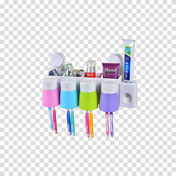 Electric toothbrush Mouthwash Borste, Xin Yan toothpaste holder toothbrush holder suit a family of four suction cups transparent background PNG clipart