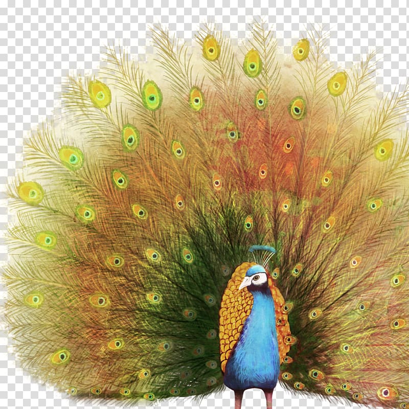 Paper Oil painting Peafowl, Peacock transparent background PNG clipart