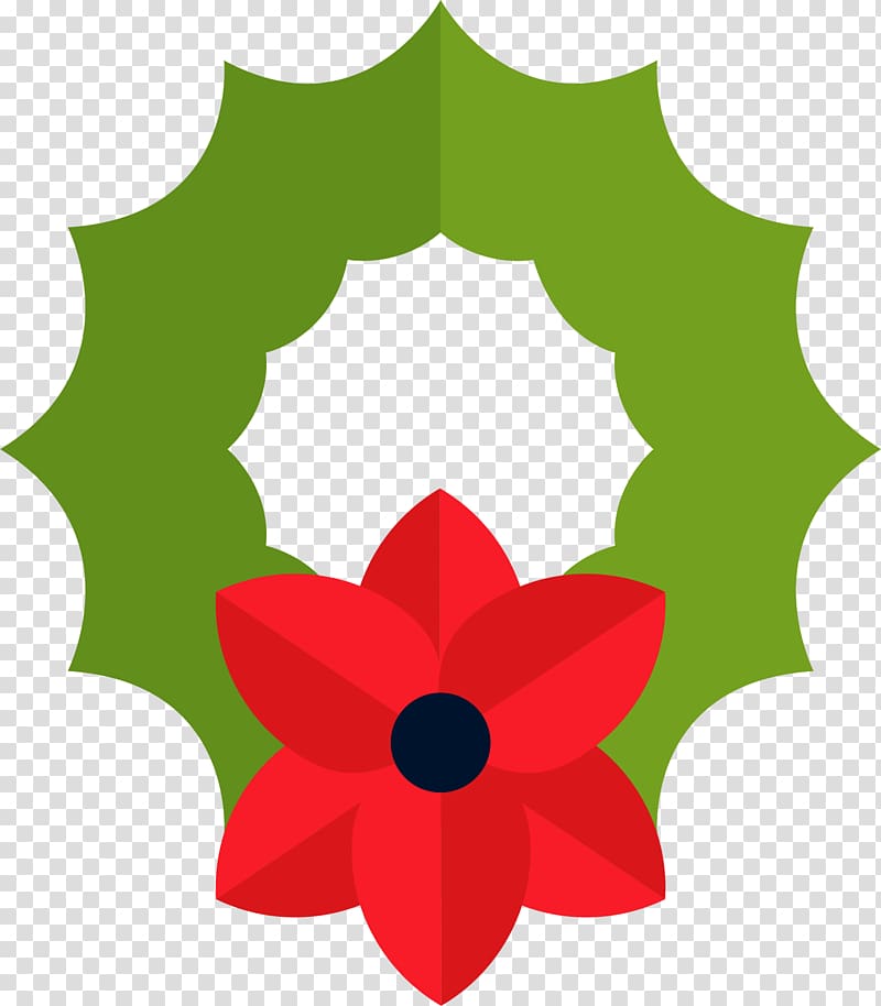 Garland Wreath Christmas, Hand drawn red flower circle transparent background PNG clipart