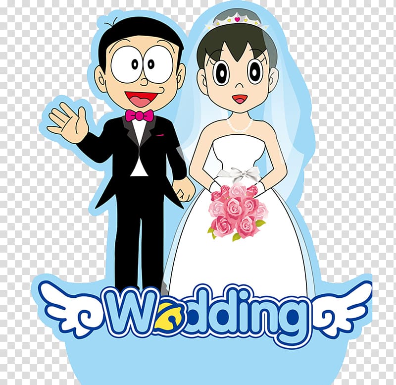 Nobita and Shizuka illustration, Shizuka Minamoto Nobita Nobi , Nobita Shizuka Wedding Doll Chin transparent background PNG clipart