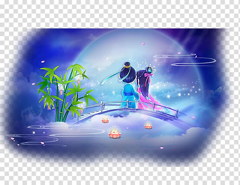 Qixi Festival The Cowherd and the Weaver Girl u9d72u6a4bu4ed9 Traditional Chinese holidays, Creative Valentine\'s Day transparent background PNG clipart