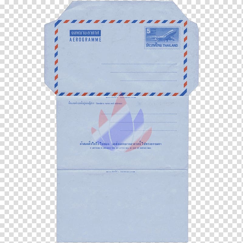 Paper Aerogram Thailand Letter Thai baht, Cancelled transparent background PNG clipart