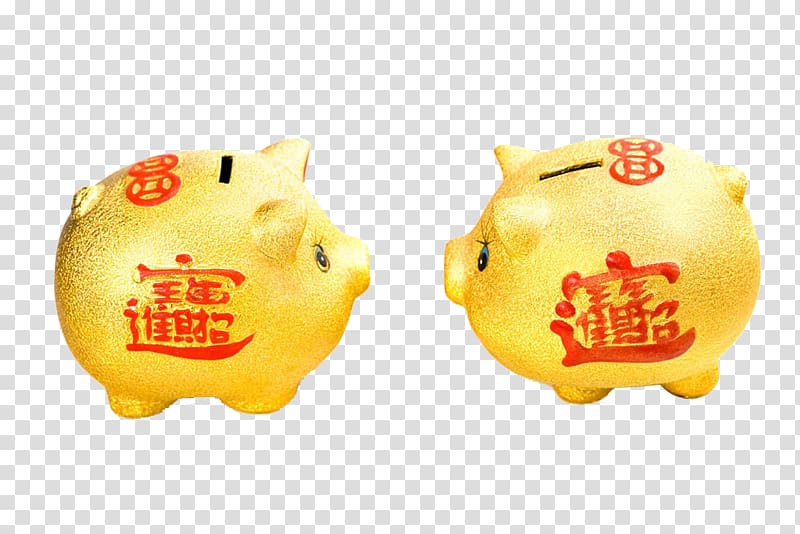 Domestic pig Piggy bank Designer, Golden piggy bank HQ transparent background PNG clipart