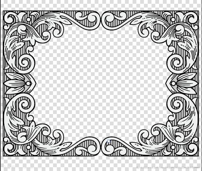 Black and white, Beautiful Border transparent background PNG clipart