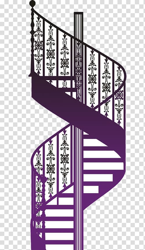 Antique furniture Illustration, Purple Aesthetic Iron Rotary Stairs transparent background PNG clipart