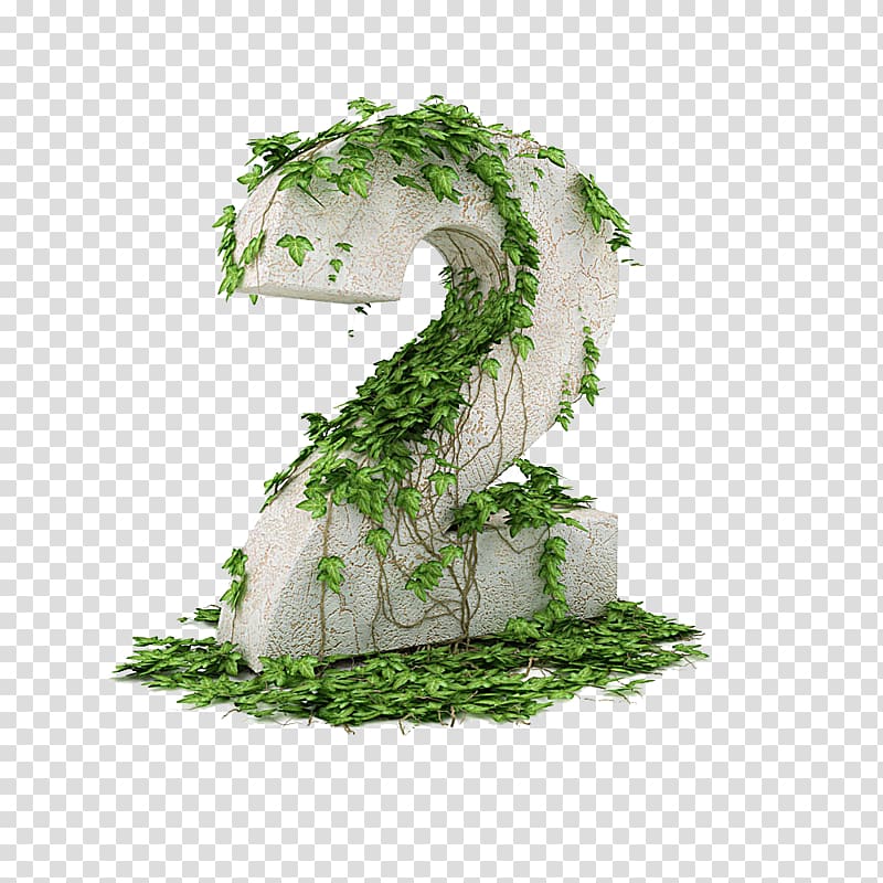 gray number 2 statue , 3D computer graphics Numerical digit , Vines winding number 2 transparent background PNG clipart