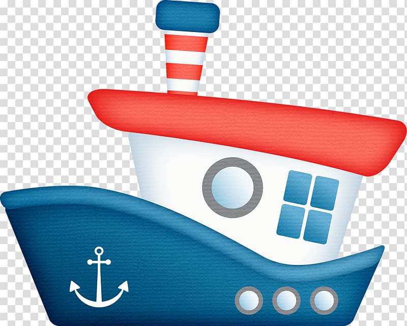 white, red, and blue boat illustration, Tugboat , nautical theme transparent background PNG clipart
