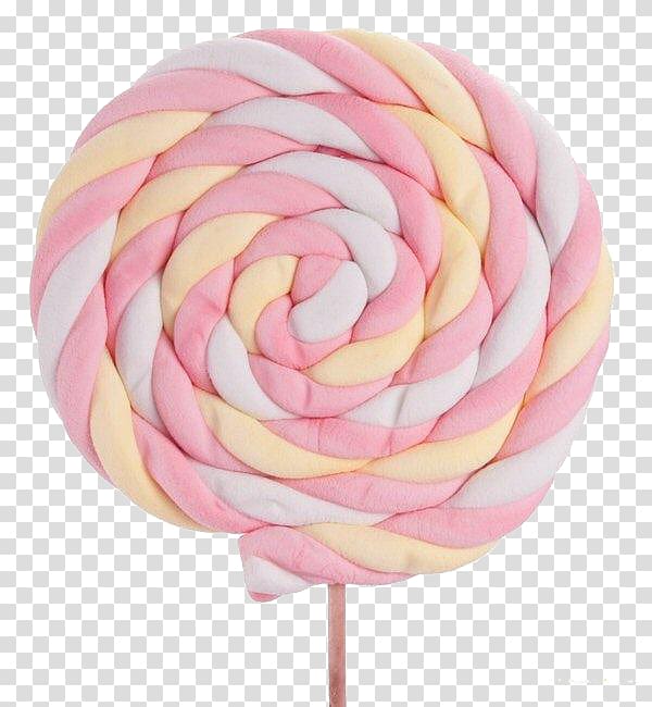 Lollipop Chewing gum Cotton candy Marshmallow, Pink and yellow lollipop transparent background PNG clipart