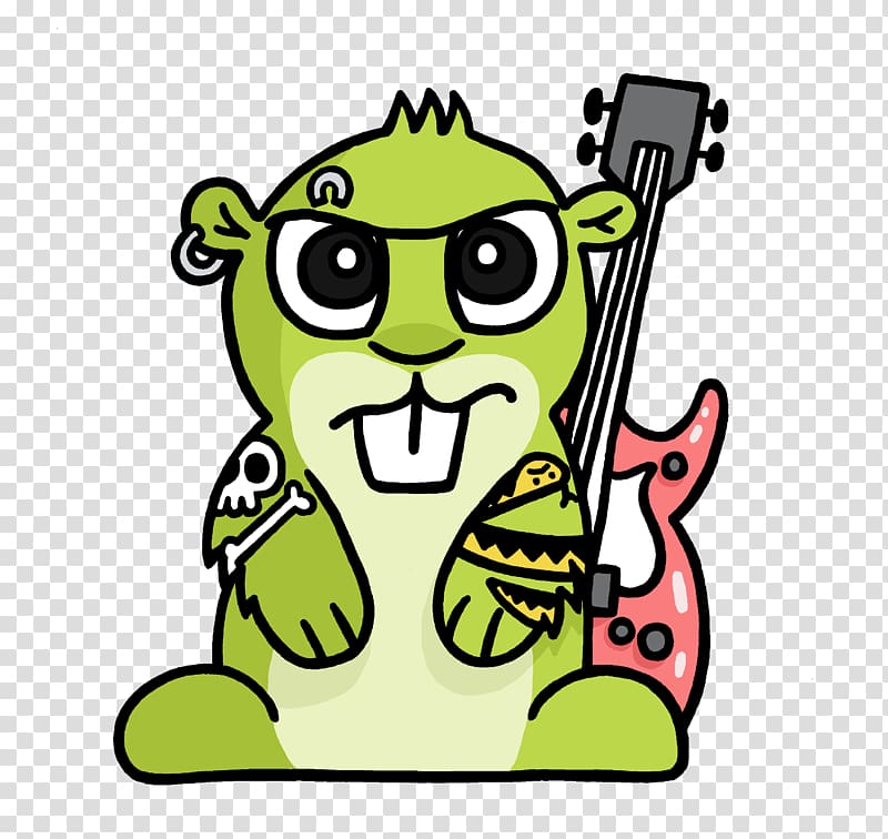 animated green character holding guitar , Rock Adsy transparent background PNG clipart