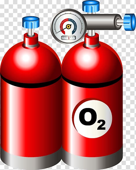 Oxygen tank Fire extinguisher Gas cylinder, Hand-painted red fire extinguisher transparent background PNG clipart