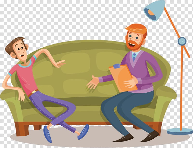 Psychologist Psychology Psychotherapist Drawing, Sit on the sofa and talk transparent background PNG clipart