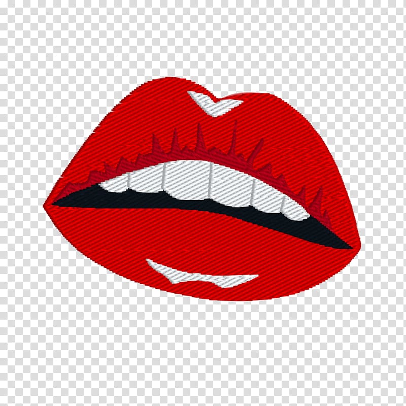 Lip Mouth Tooth Stitches Logo, RockNroll transparent background PNG clipart