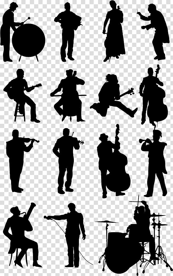 Musicians silhouette material , transparent background PNG clipart