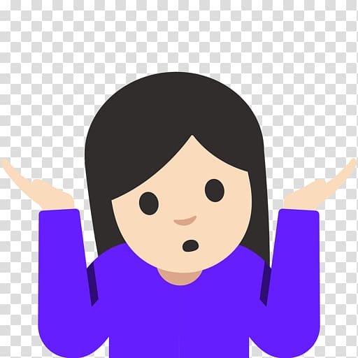 woman wearing purple sweater illustration, Shrug Emojipedia Emoticon Meaning, Emoji transparent background PNG clipart