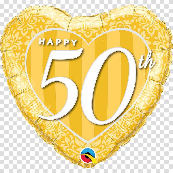 Balloon Birthday Gold Wedding anniversary, 50th anniversary transparent background PNG clipart
