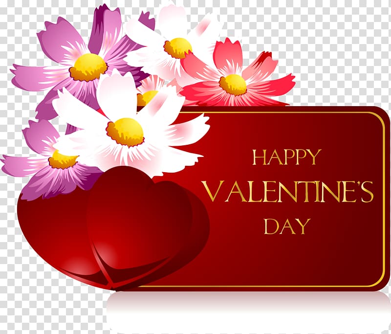 Valentines Day Greeting card Heart Flower, Valentine\'s Day card element transparent background PNG clipart