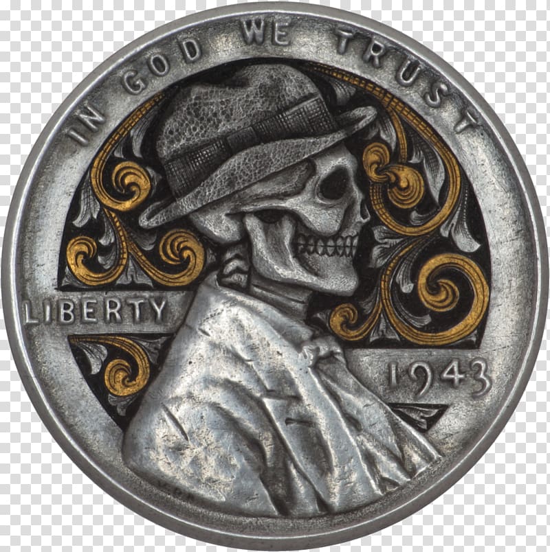 Hobo nickel Coin Buffalo nickel Carving, metal coins transparent background PNG clipart