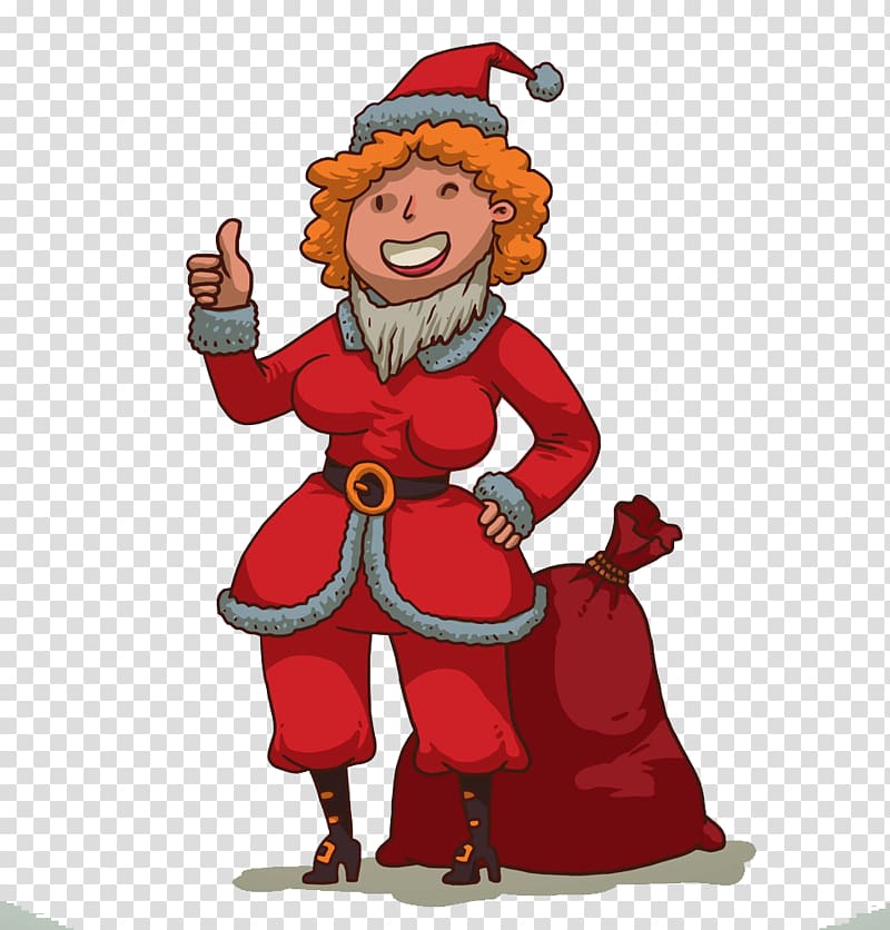 Santa Claus Reindeer Christmas Gift Illustration, Cartoon Christmas woman transparent background PNG clipart