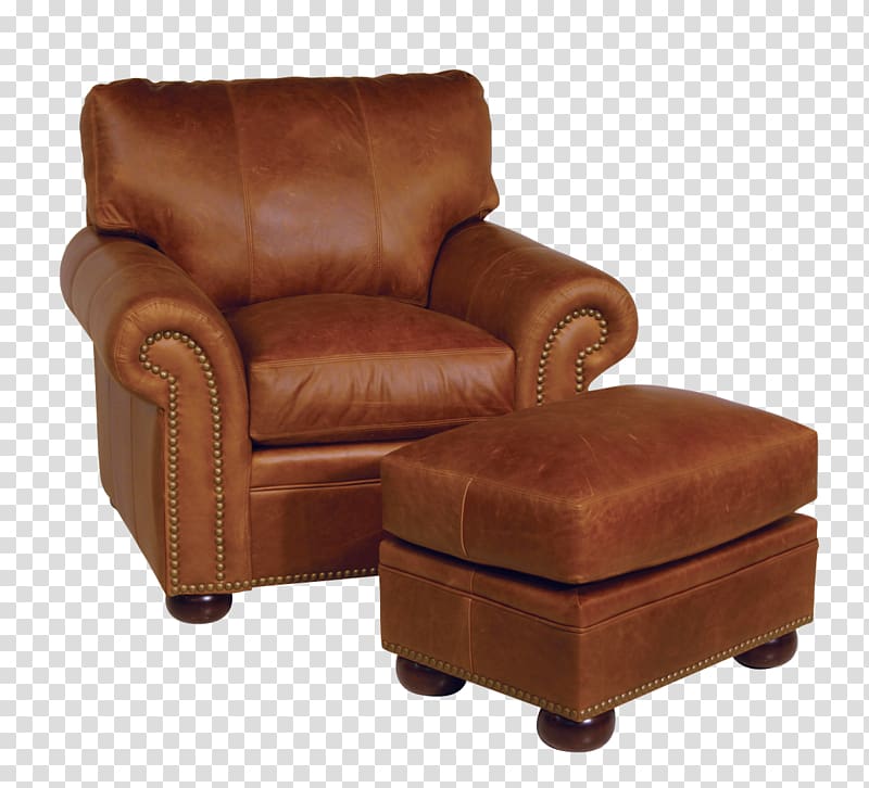 Club chair Furniture Foot Rests Leather, ottoman transparent background PNG clipart