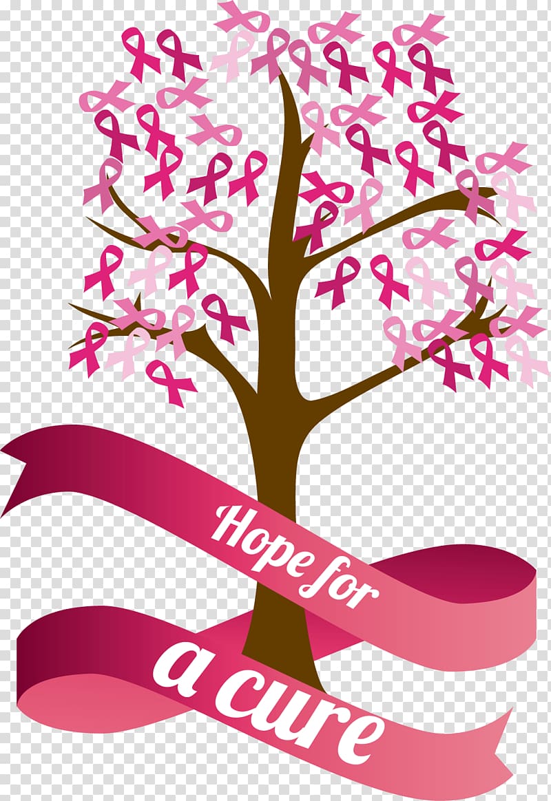 awareness ribbon tree illustration, Red ribbon Breast cancer, Red ribbon tree transparent background PNG clipart