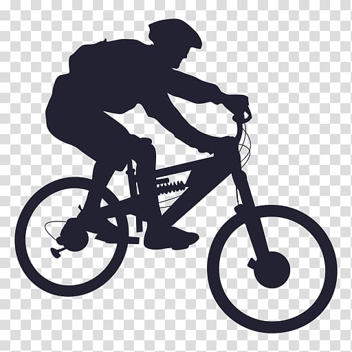man riding in bicycle illustration, Mountain bike Bicycle Cycling Silhouette, bmx transparent background PNG clipart