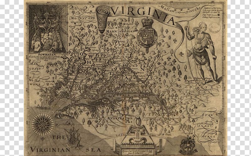 Jamestown James River A map of Virginia Colony of Virginia The Generall Historie of Virginia, New-England, and the Summer Isles, vintage map transparent background PNG clipart