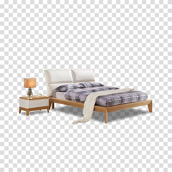 Bed frame Table Nightstand Furniture, Wood bed transparent background PNG clipart