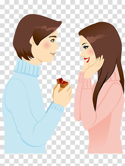 Marriage proposal Cartoon , Men and women to marry transparent background PNG clipart