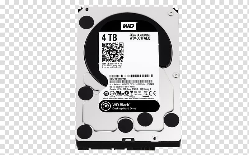 Hard Drives Serial ATA Western Digital Caviar Black WD2002FAEX WD Black SATA HDD, black caviar transparent background PNG clipart