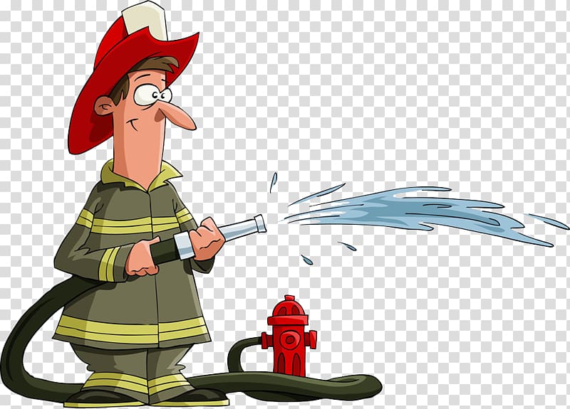 cartoon fireman water transparent background PNG clipart