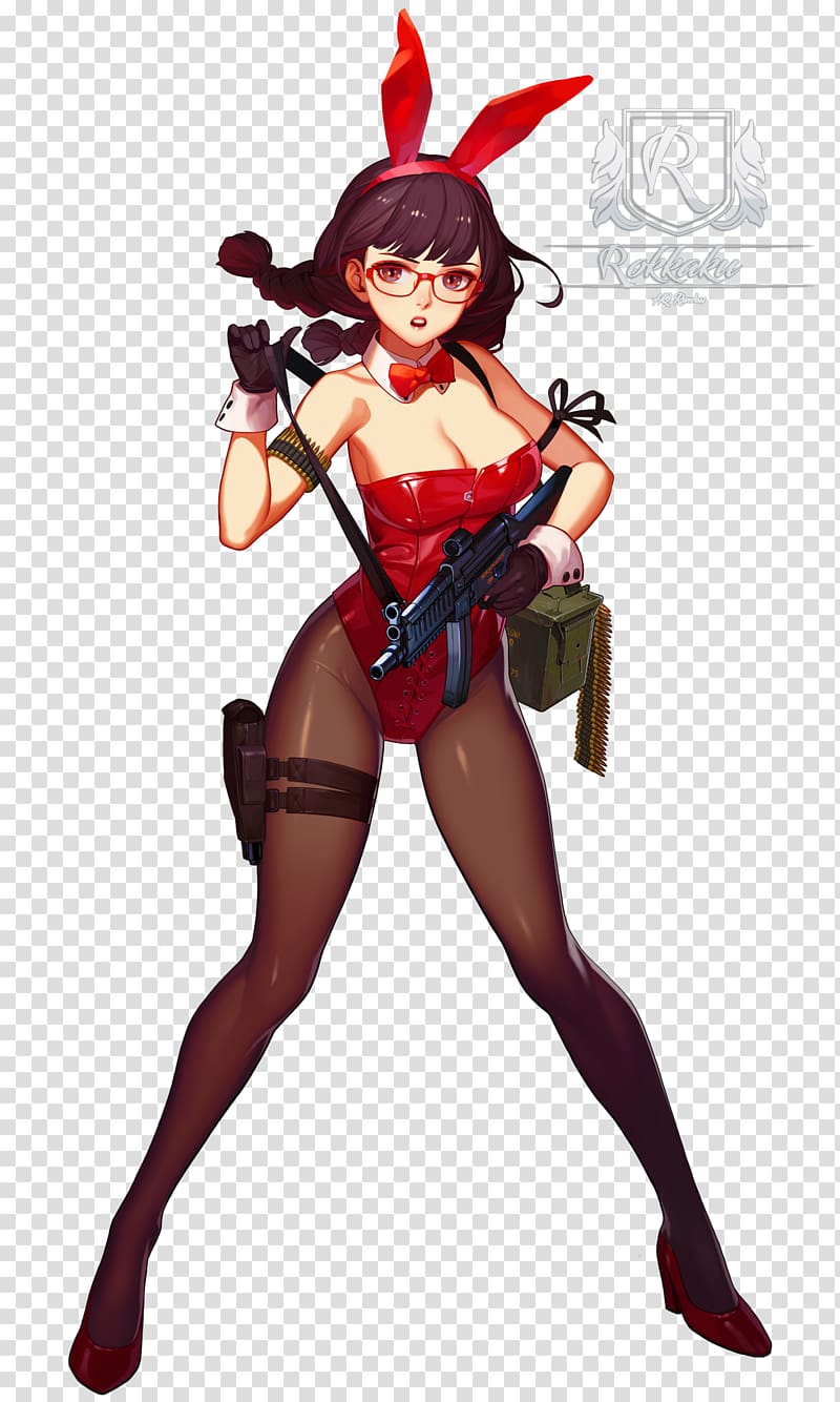 Black Survival Character design Female, bunny ears transparent background PNG clipart