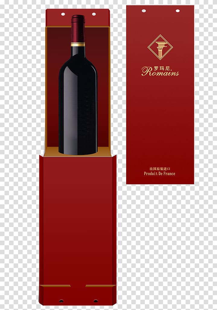 Red Wine Take-out Packaging and labeling, A bottle of red wine transparent background PNG clipart