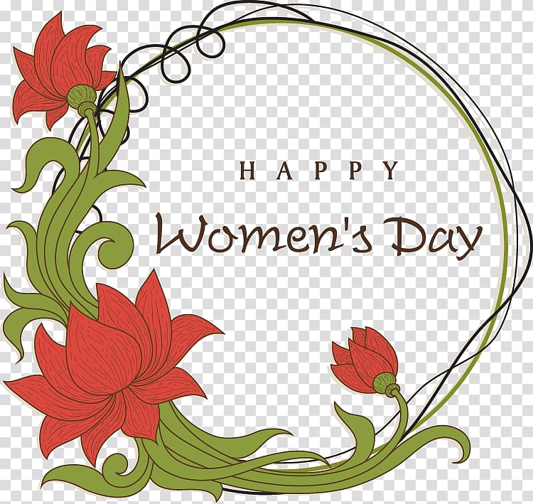 International Womens Day Wish Greeting card Happiness, Women\'s Day flowers decorative elements transparent background PNG clipart