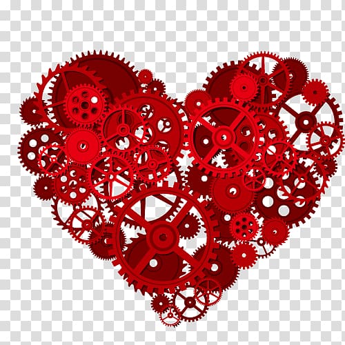 Heart Black gear Cardiovascular disease, Red Heart transparent background PNG clipart