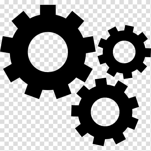 three black gears illustration, Gear Computer Icons , mechanical gear transparent background PNG clipart