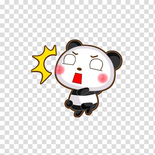 Cartoon Surprise Sticker Comics, Little panda surprised expression transparent background PNG clipart