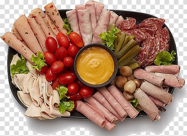 Kielbasa Barbecue Delicatessen Hors d\'oeuvre Lunch meat, catering menu transparent background PNG clipart