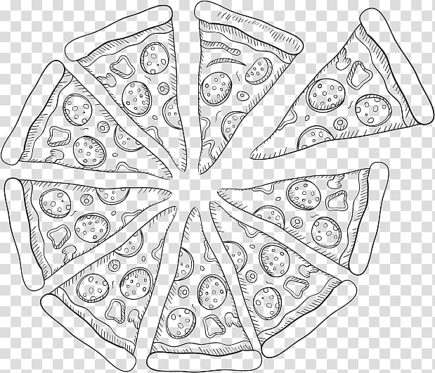 Pizza Pizza Line art Drawing Sketch, pizza transparent background PNG clipart