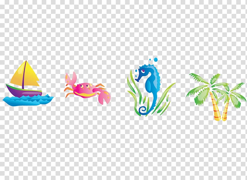 Beach Cartoon , Different species in the sea cartoon transparent background PNG clipart