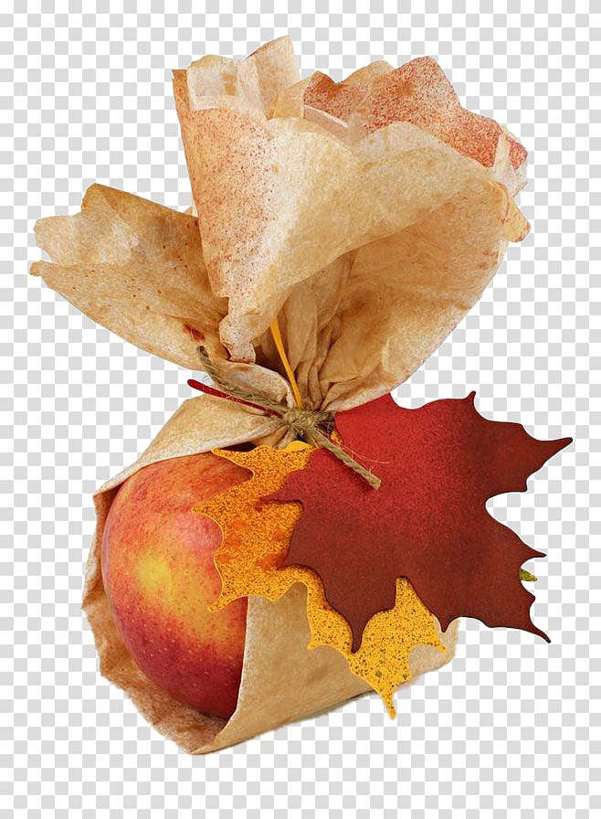 Paper Autumn Gift Leaf, Oil wrap apples transparent background PNG clipart