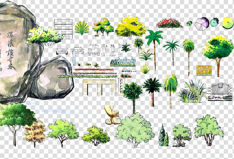 Landscape Drawing Architecture Computer-aided design Painting, Tree poster transparent background PNG clipart
