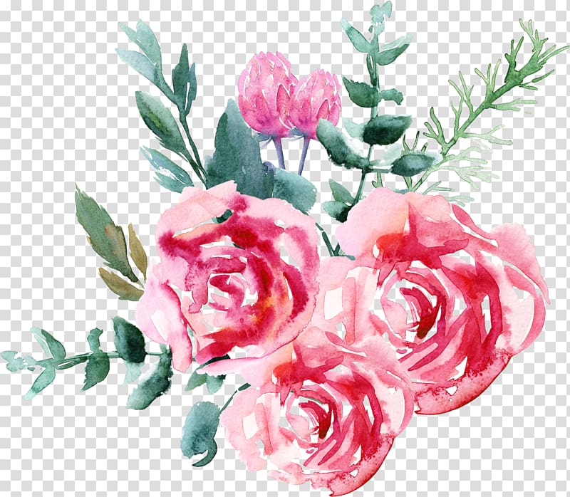 bright watercolor flowers transparent background PNG clipart