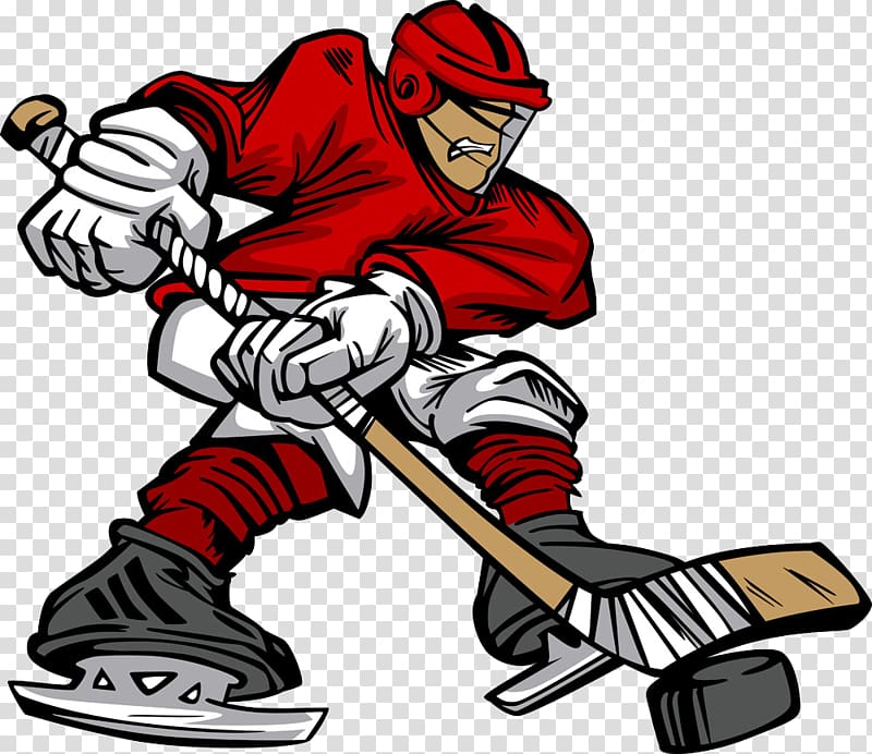 Ice Hockey Player Cartoon Hockey stick, Play man transparent background PNG clipart