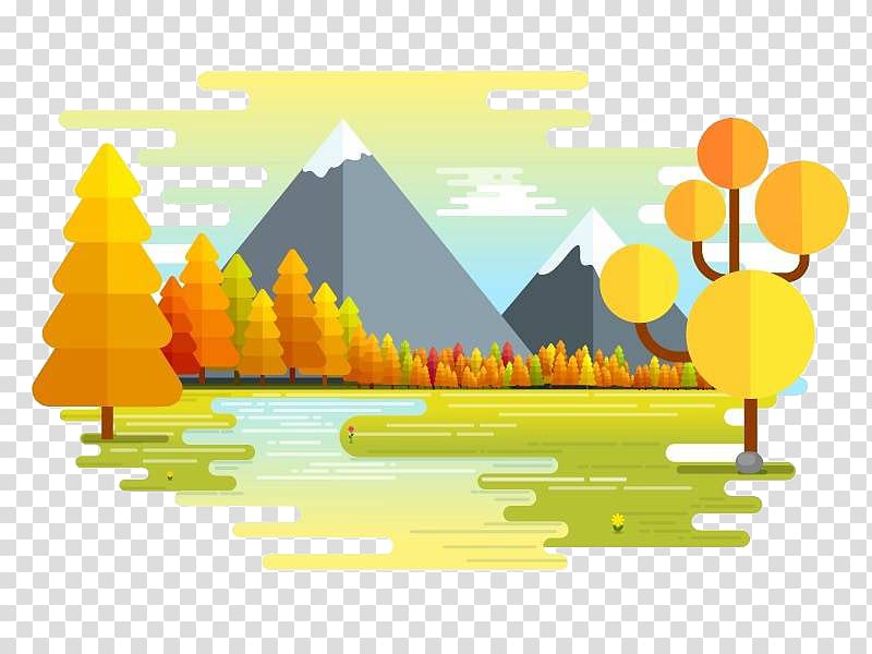 Landscape Flat design Illustration, Autumn transparent background PNG clipart